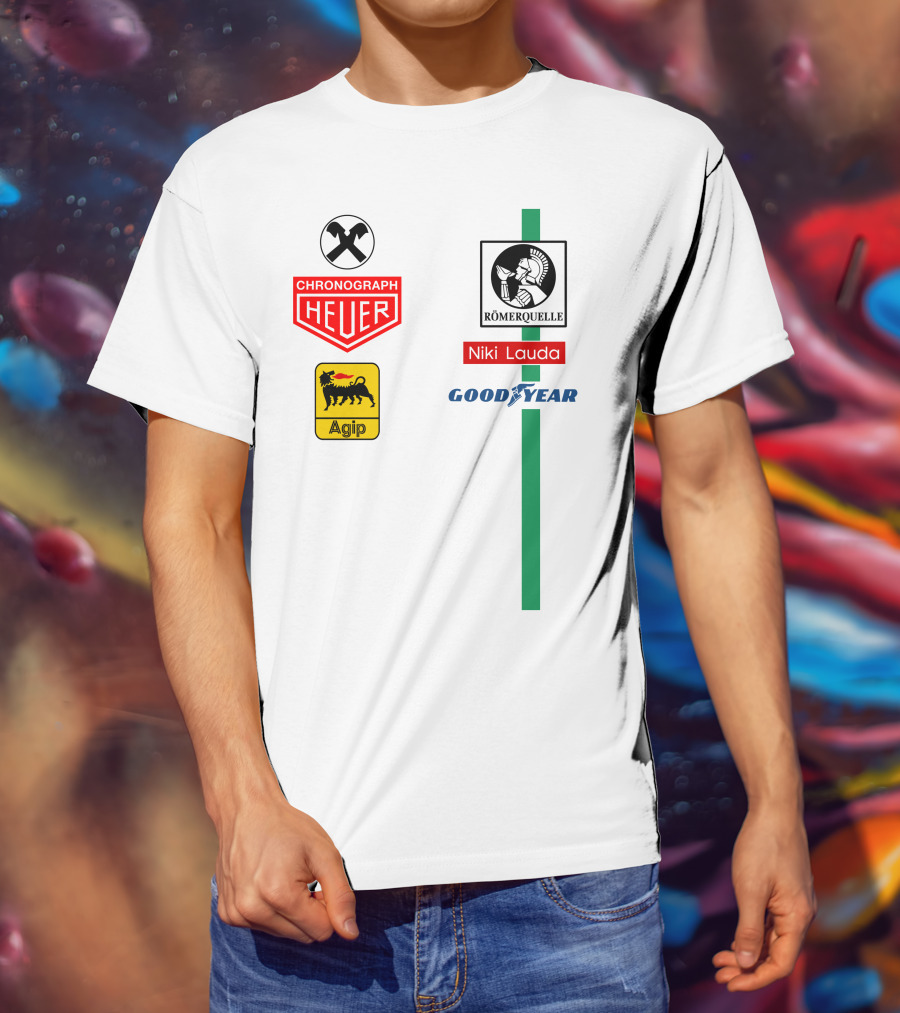 Heuer Chronograph Agip Römerquelle Niki Lauda Goodyear T-Shirt