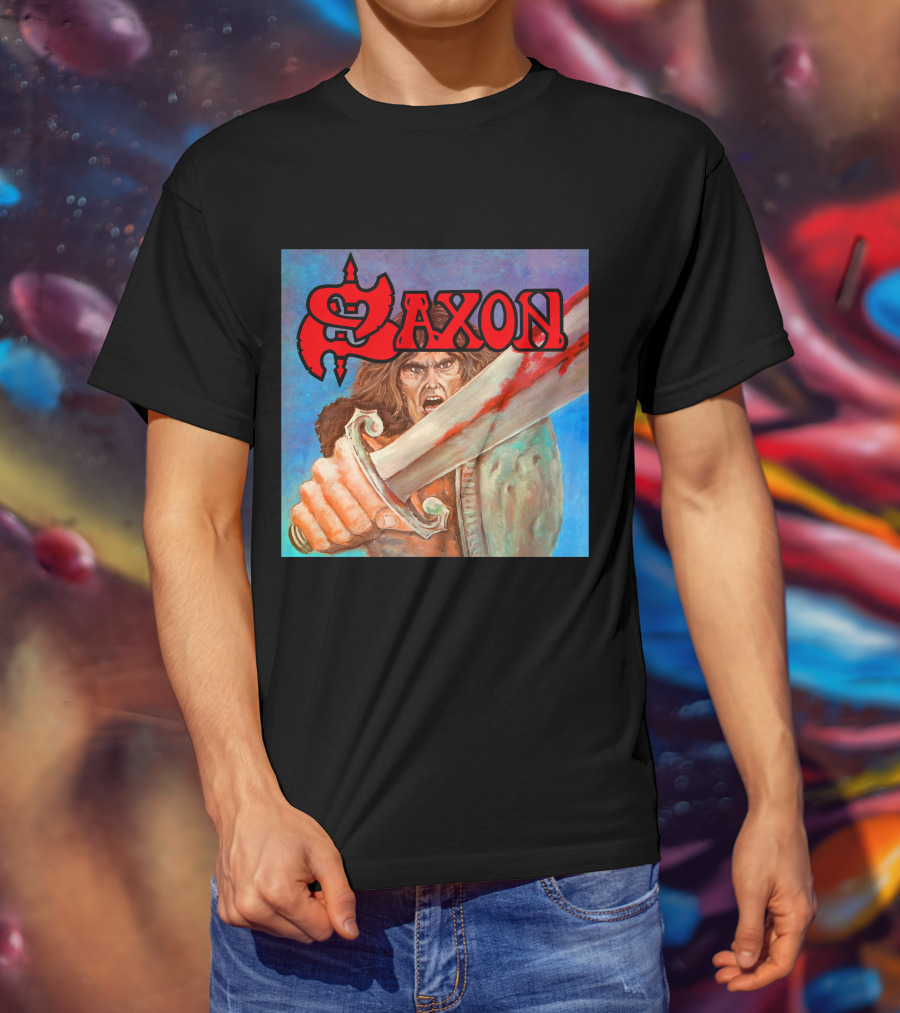 SAXON Crusader Warrior With Bloodied Sword T-Shirt