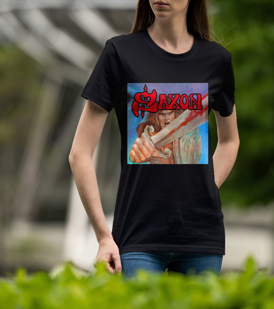 SAXON Crusader Warrior With Bloodied Sword T-Shirt