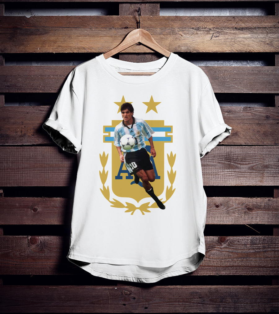 Argentinian Soccer Legend Number 10 Ortega AFA Emblem T-Shirt