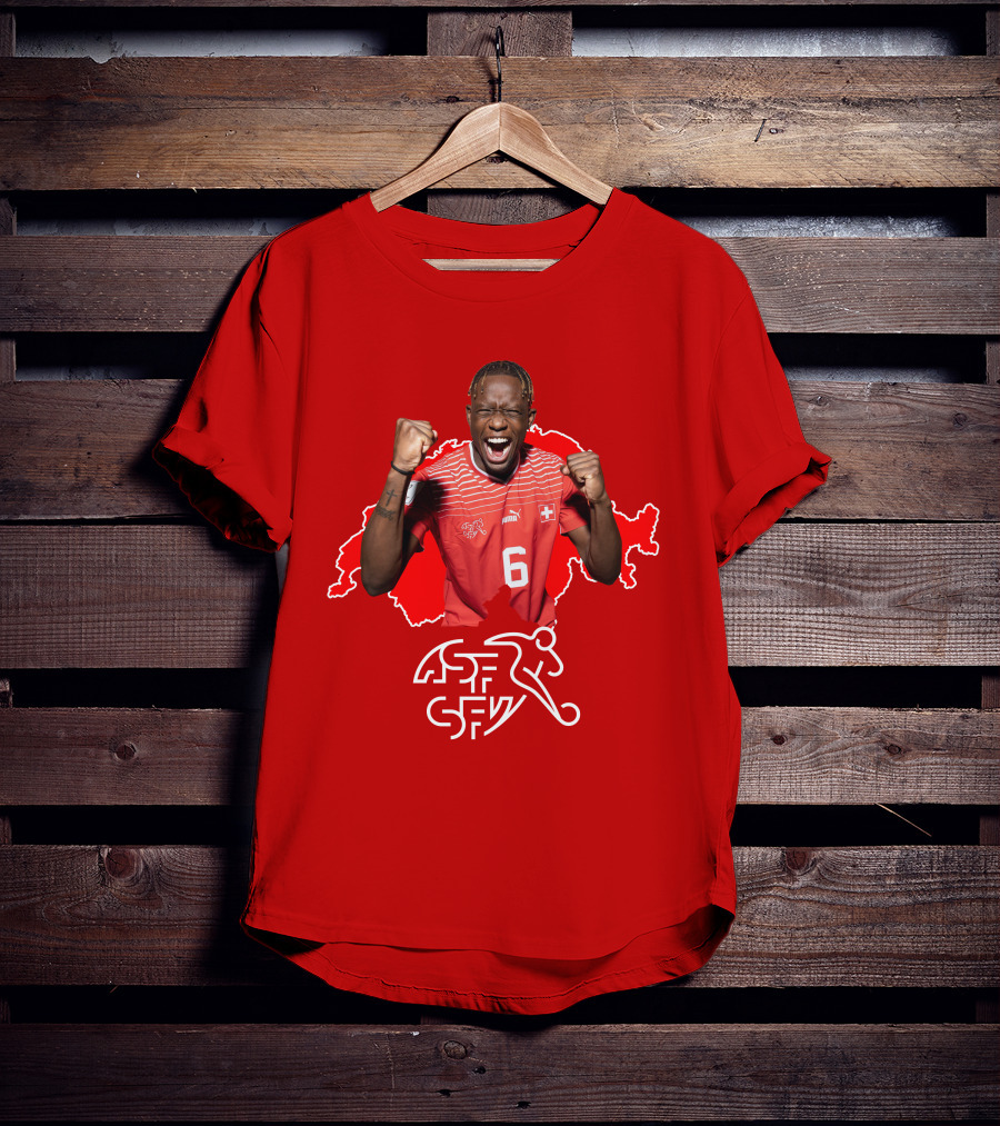 Denis Zakaria Switzerland National Team Football Jersey Map Background T-Shirt