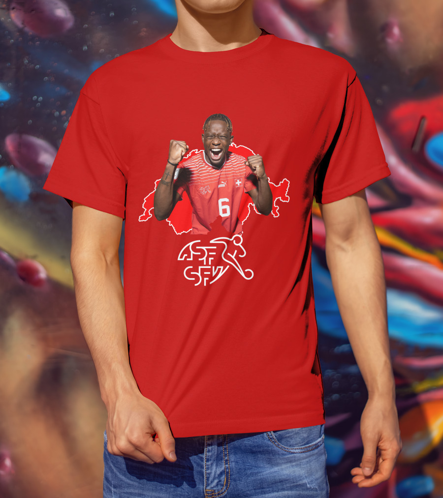 Denis Zakaria Switzerland National Team Football Jersey Map Background T-Shirt