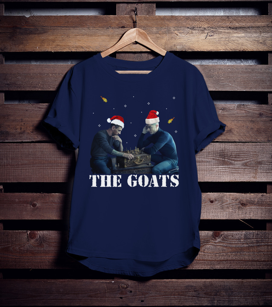 The Goat Xmas Chess Match With Santa Hats T-Shirt