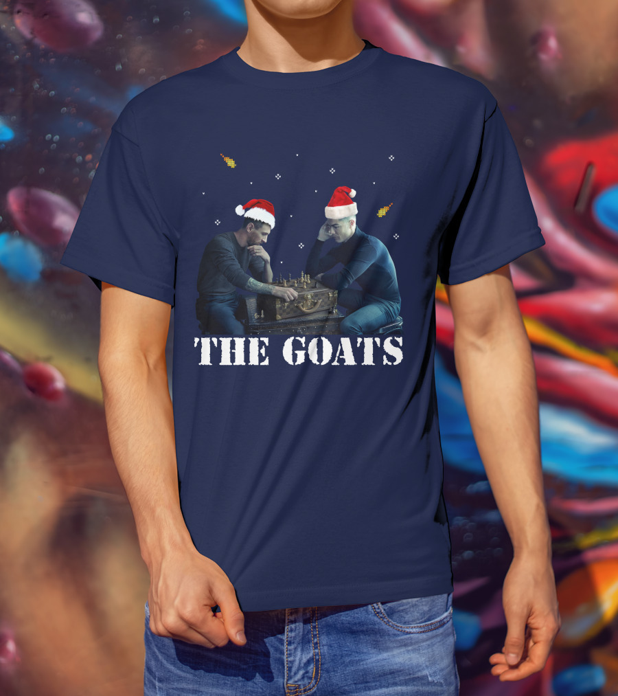 The Goat Xmas Chess Match With Santa Hats T-Shirt