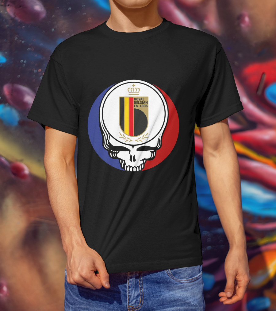 Belgian Red Devils Grateful Dead Royal Belgian FA 1895 Skull Emblem T-Shirt