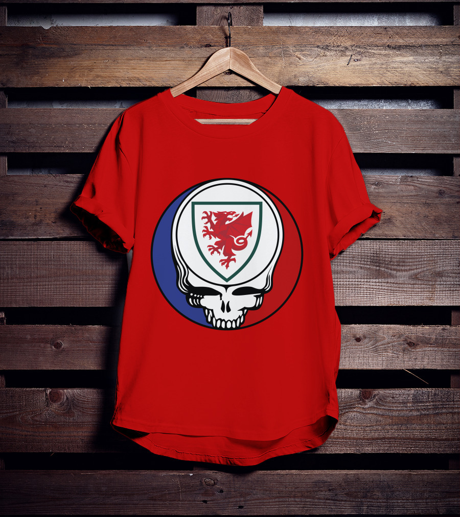 Wales National Football Team Grateful Dead Skull Emblem T-Shirt