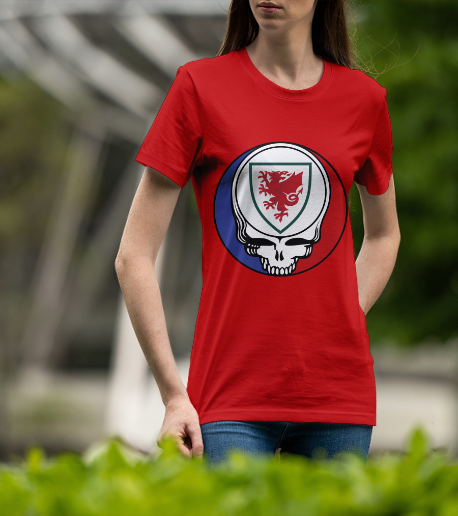 Wales National Football Team Grateful Dead Skull Emblem T-Shirt