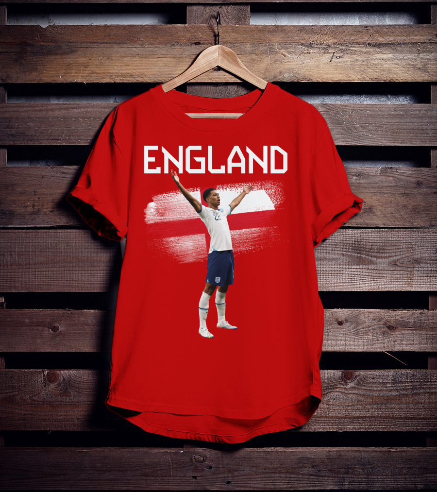 Jude Bellingham England Football Celebration With Red Cross T-Shirt