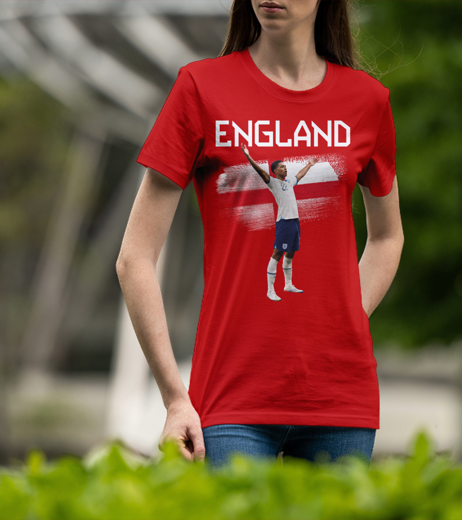 Jude Bellingham England Football Celebration With Red Cross T-Shirt