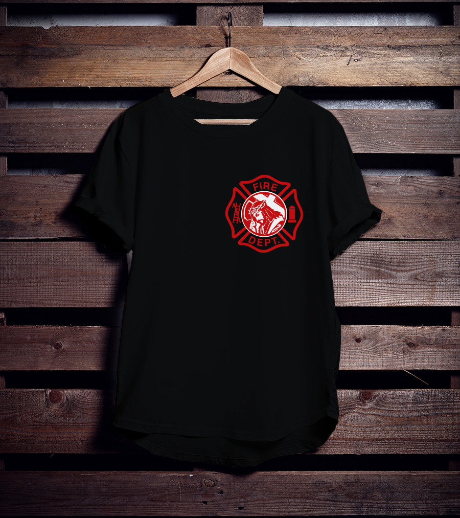 Cross Fire Dept Maltese Cross Badge With Firefighter Text Elements T-Shirt