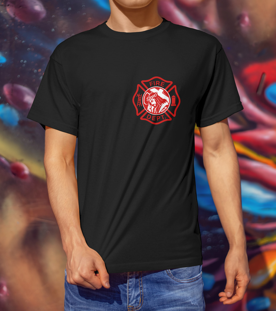Cross Fire Dept Maltese Cross Badge With Firefighter Text Elements T-Shirt