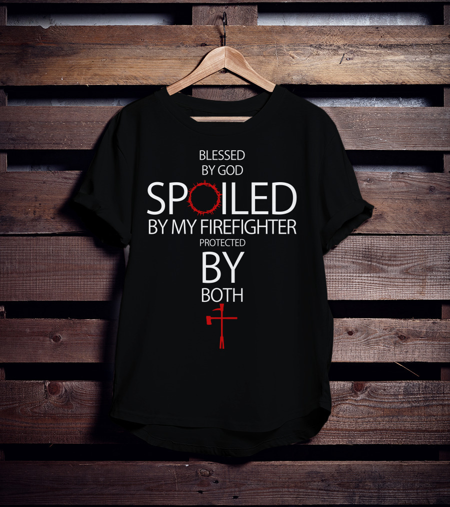 PROTECTED BY BOTH Crown Of Thorns And Battle Axe Cross T-Shirt