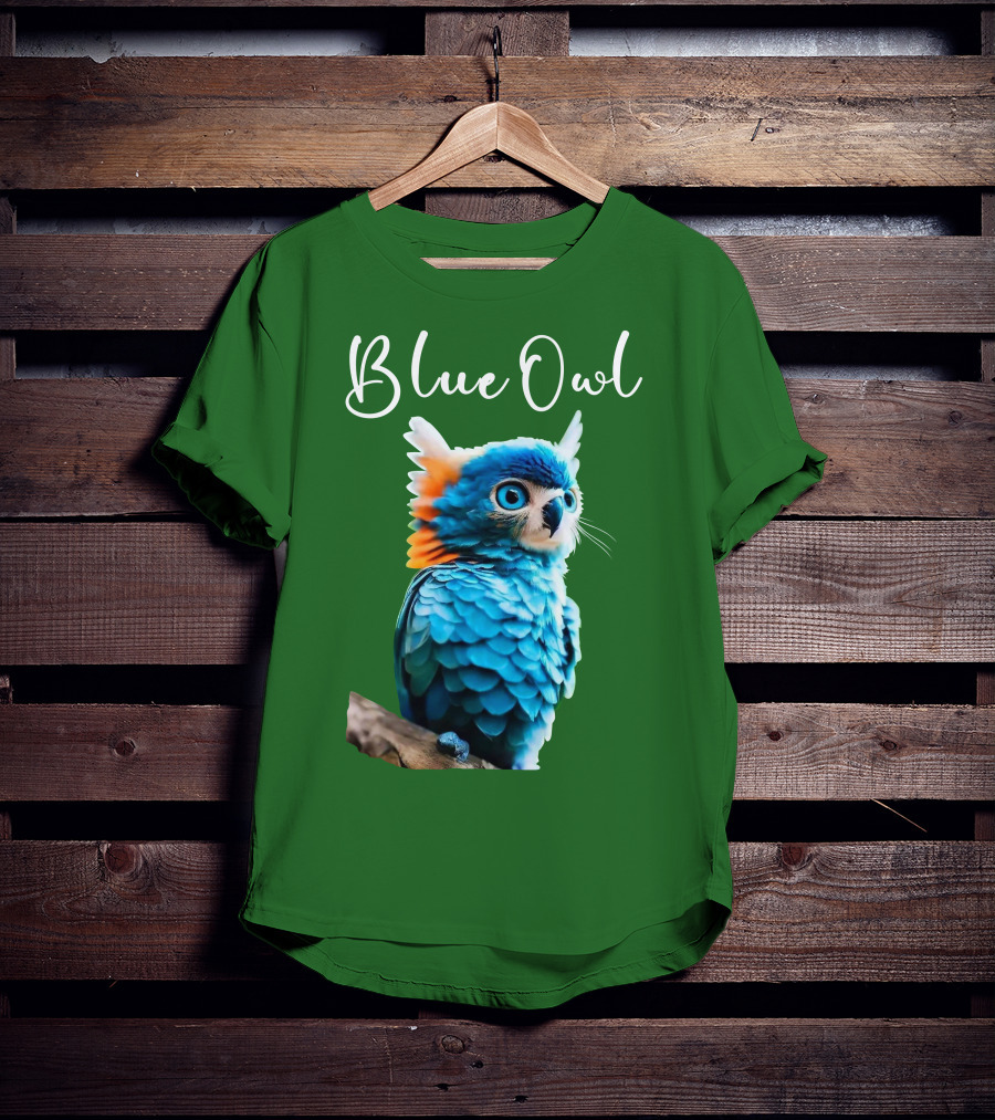 Beautiful Blue Owl Fantasy Creature T-Shirt