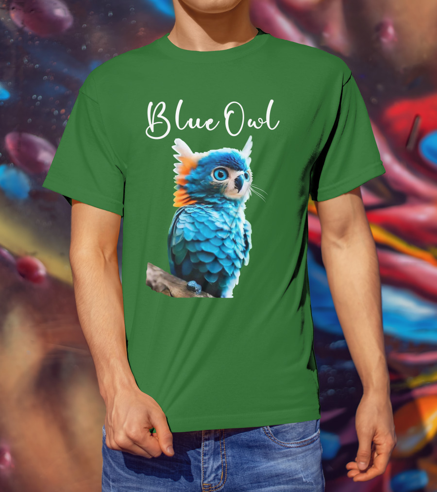 Beautiful Blue Owl Fantasy Creature T-Shirt