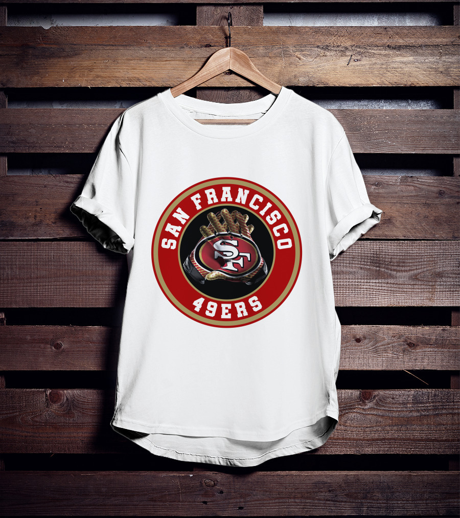 San Francisco 49ers Football Glove Emblem T-Shirt
