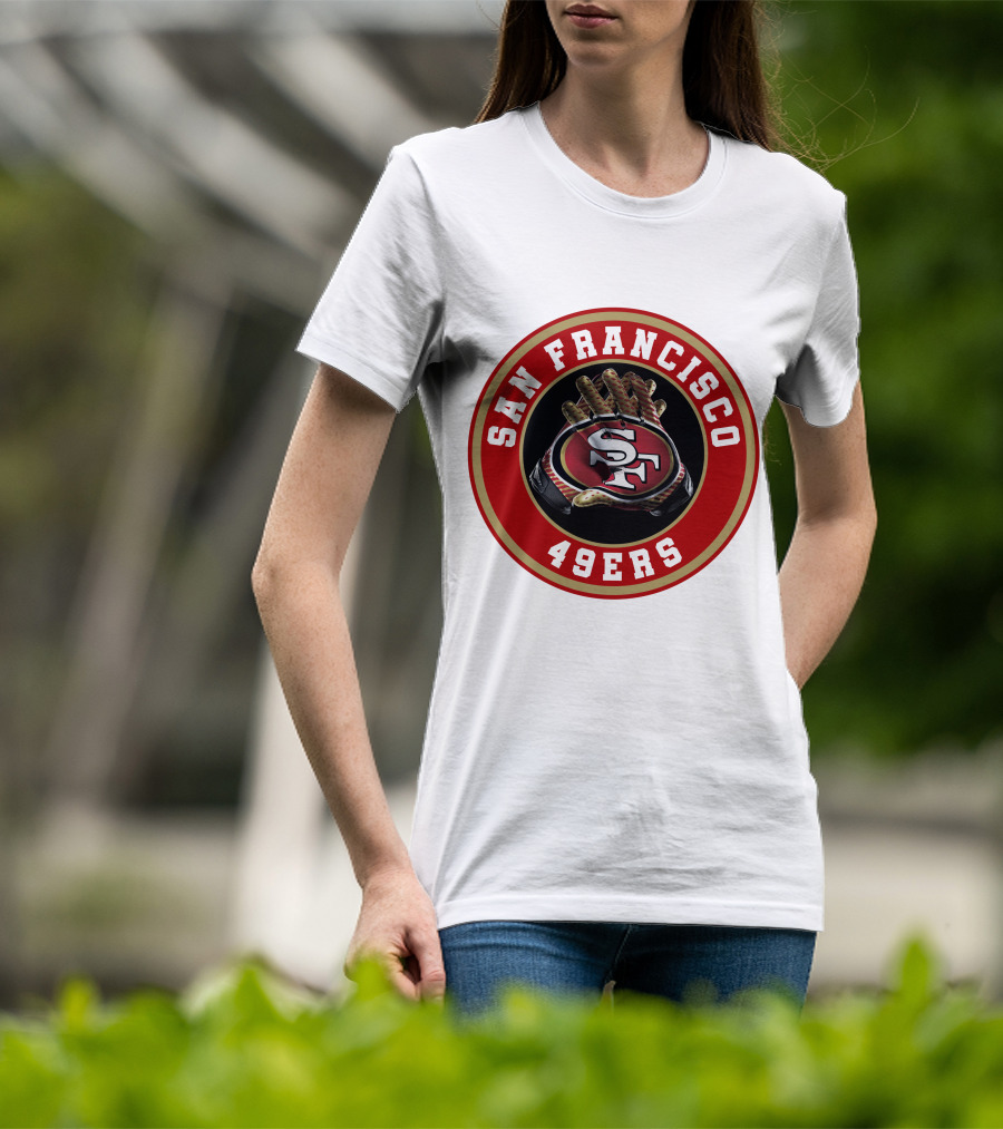 San Francisco 49ers Football Glove Emblem T-Shirt