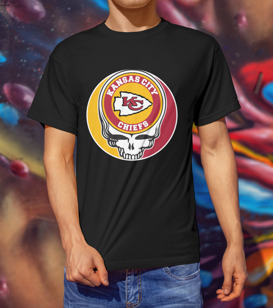 Kansas City Chiefs Grateful Dead Skull Logo Collaboration T-Shirt