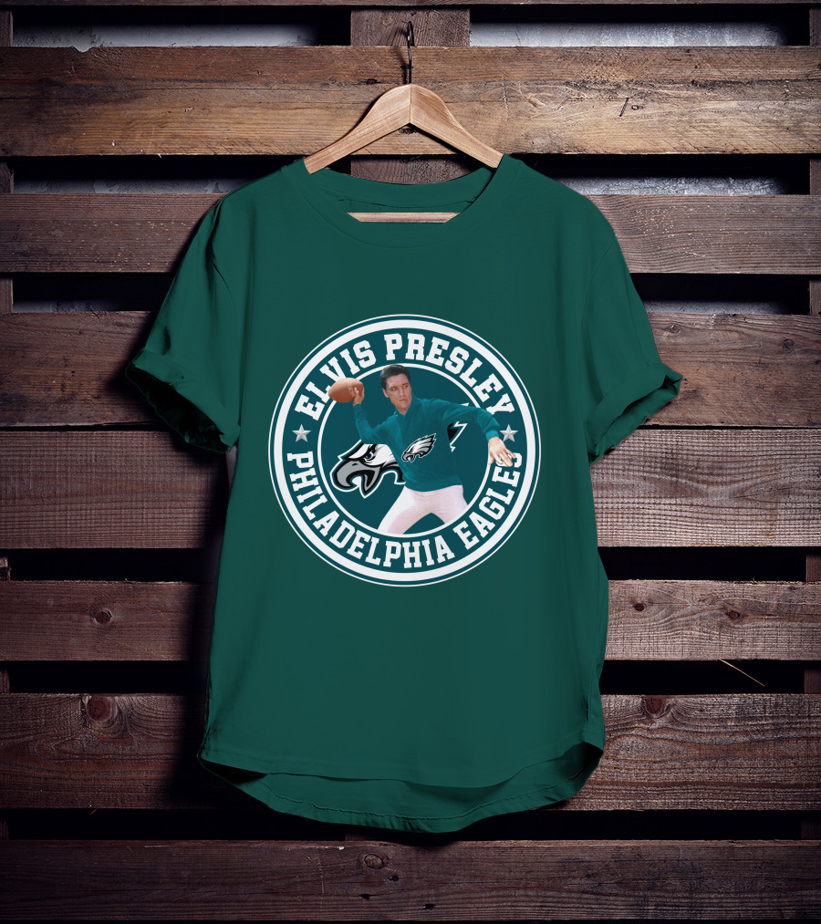Elvis Presley Philadelphia Eagles Football Quarterback T-Shirt