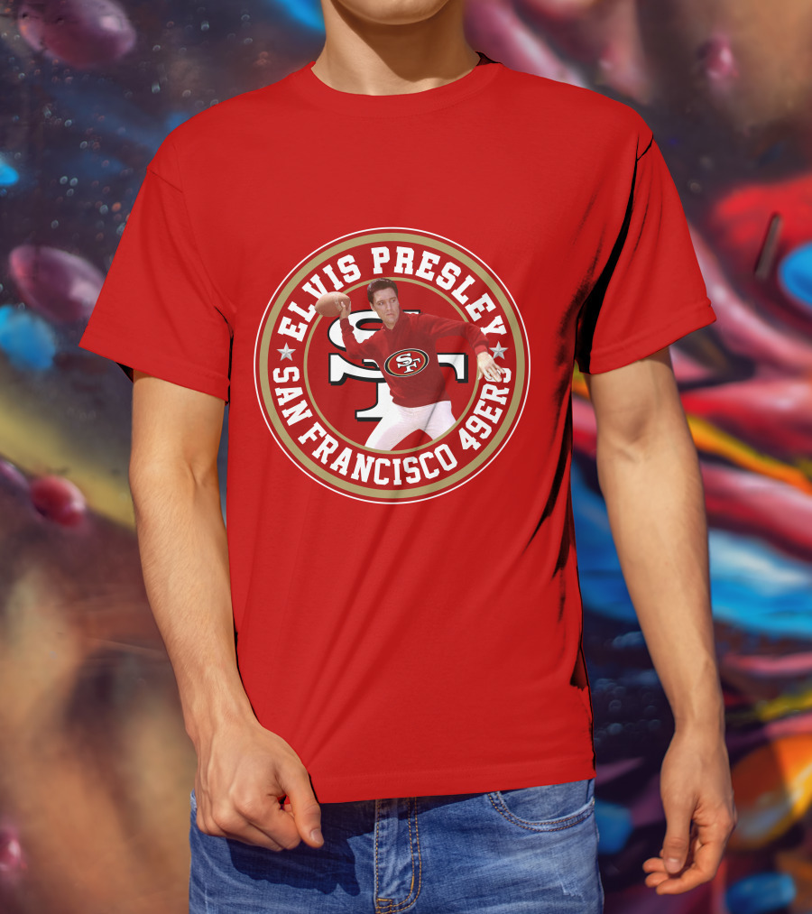 Elvis Presley San Francisco 49ers Football Player Circle T-Shirt