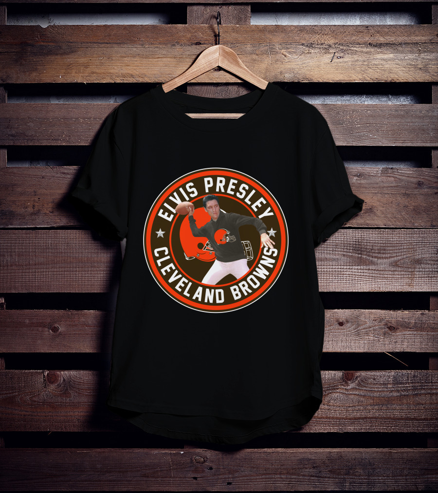 Elvis Presley Cleveland Browns Football Quarterback T-Shirt