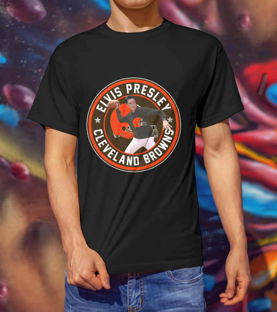 Elvis Presley Cleveland Browns Football Quarterback T-Shirt