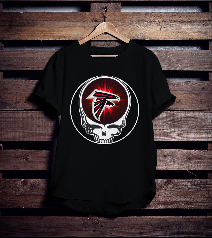 Atlanta Falcons Logo Red Aura Skull T-Shirt