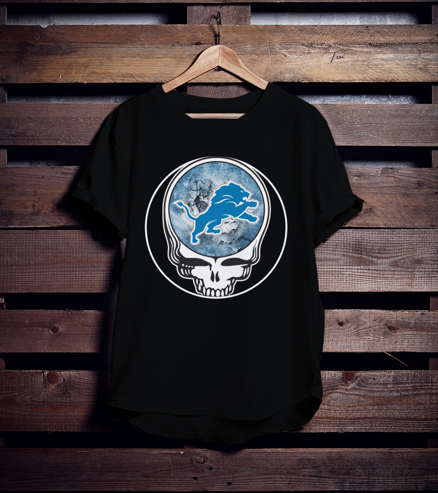 Detroit Lions Skull Logo Fusion T-Shirt