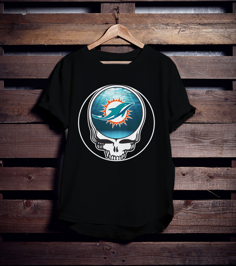 Miami Dolphins Logo Grateful Dead Skull T-Shirt