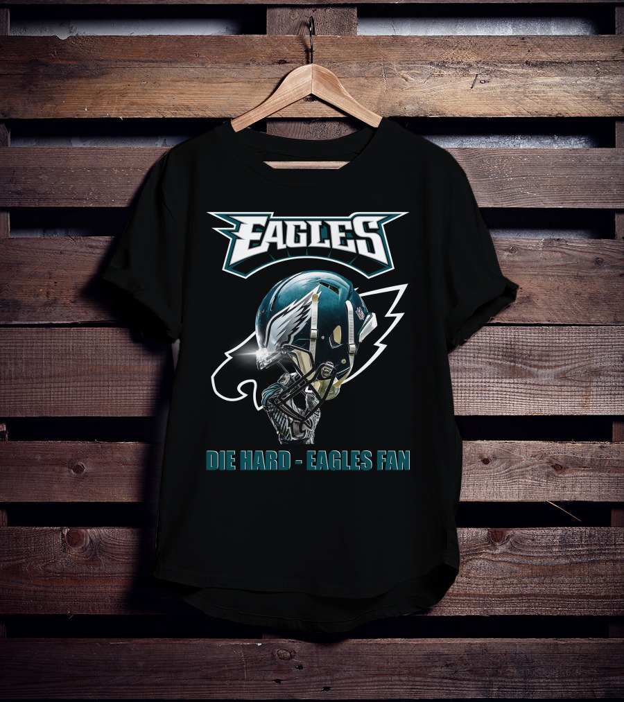 Die Hard Eagles Fan Football Helmet Eagles T-Shirt
