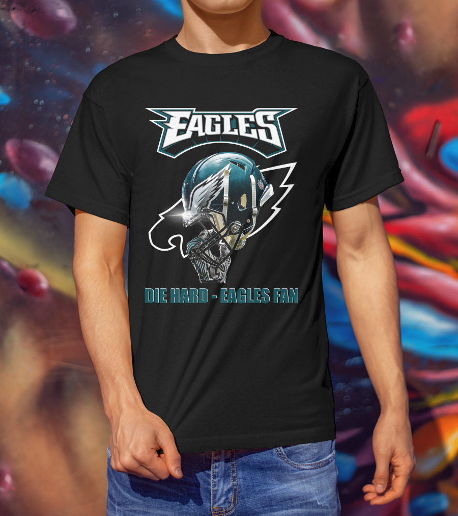 Die Hard Eagles Fan Football Helmet Eagles T-Shirt