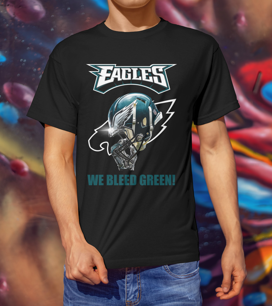 Eagles We Bleed Green Helmet T-Shirt