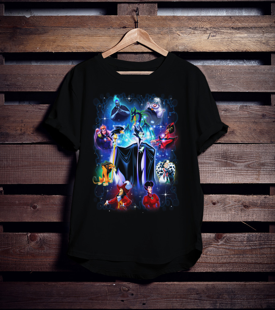 Disney Villains Maleficent Hades Ursula Scar Jafar Evil Queen Captain Hook Queen Of Hearts Cruella De Vil T-Shirt