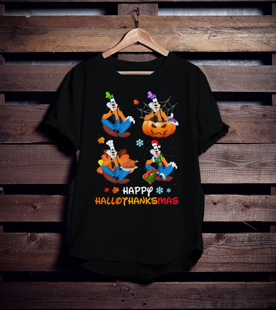 Happy Hallothanksmas Goofy Pumpkin Turkey Gift T-Shirt