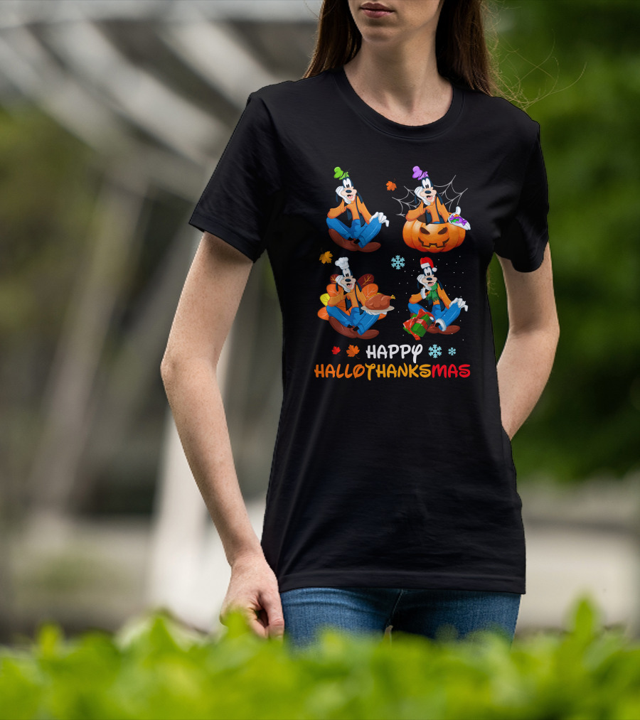 Happy Hallothanksmas Goofy Pumpkin Turkey Gift T-Shirt