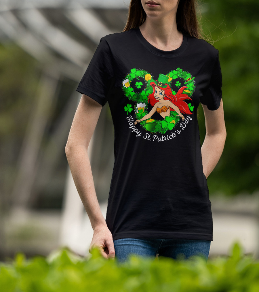 Ariel Happy St. Patrick's Day Shamrocks And Hat T-Shirt