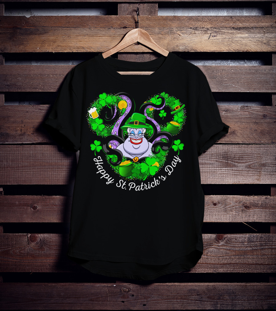 Happy St. Patrick's Day Ursula With Clovers And Gold T-Shirt