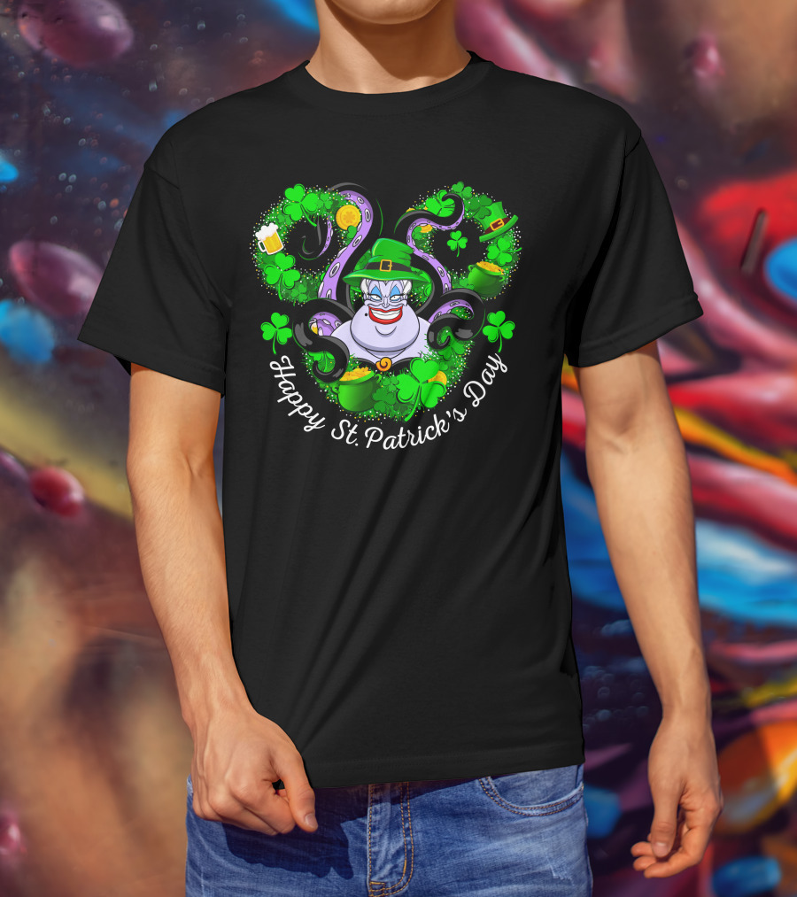 Happy St. Patrick's Day Ursula With Clovers And Gold T-Shirt