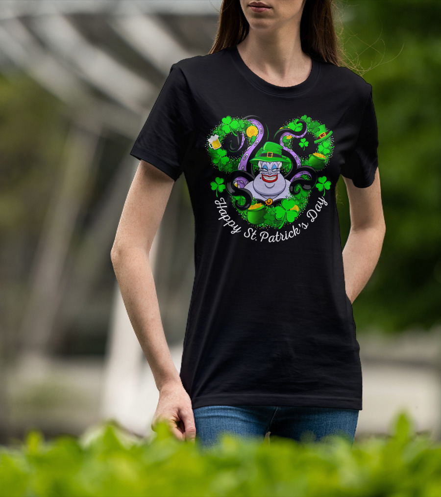 Happy St. Patrick's Day Ursula With Clovers And Gold T-Shirt