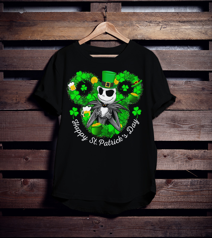 Happy St. Patrick's Day Jack Skellington Lucky Clover T-Shirt