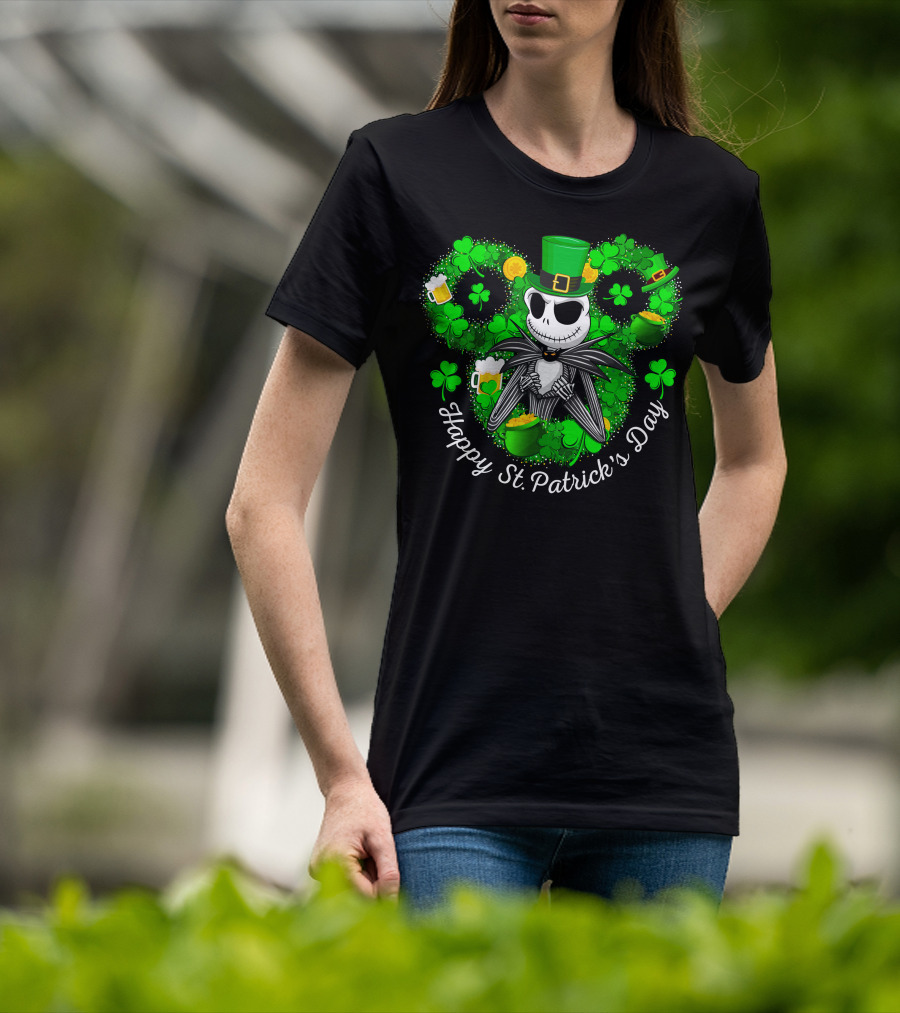 Happy St. Patrick's Day Jack Skellington Lucky Clover T-Shirt