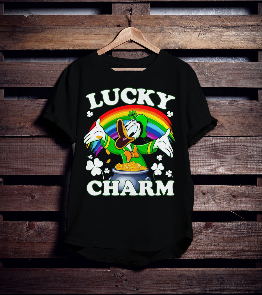 Lucky Charm Donald Pot Of Gold Rainbow Clovers T-Shirt