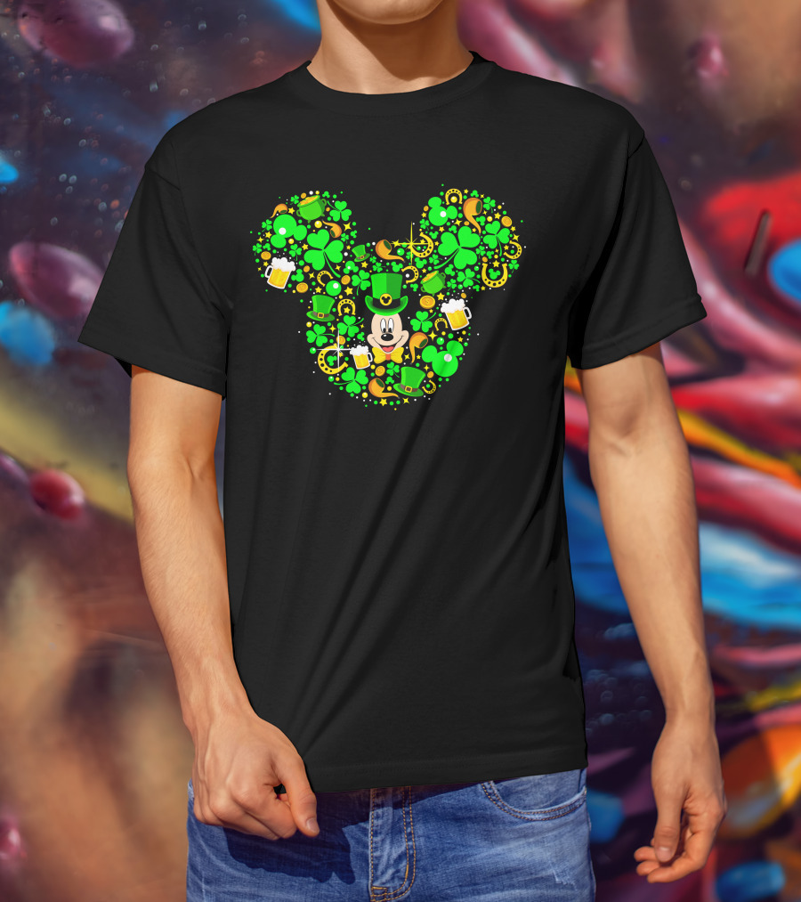 Mickey Shamrock St. Patrick's Day Clover Leprechaun Hat T-Shirt