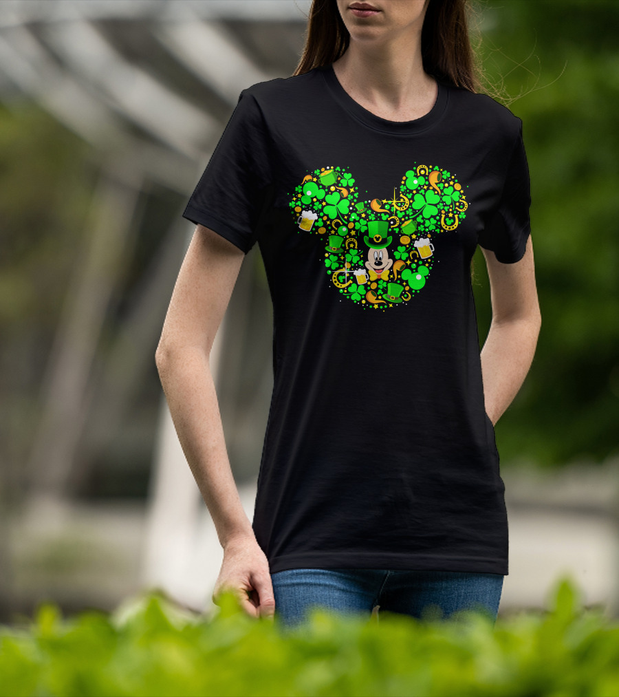 Mickey Shamrock St. Patrick's Day Clover Leprechaun Hat T-Shirt