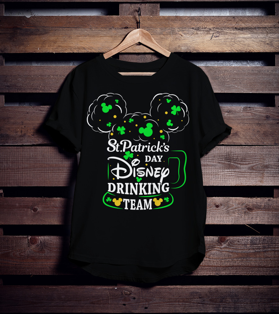 St. Patrick's Day Disney Drinking Team Shamrocks And Mickey Heads T-Shirt
