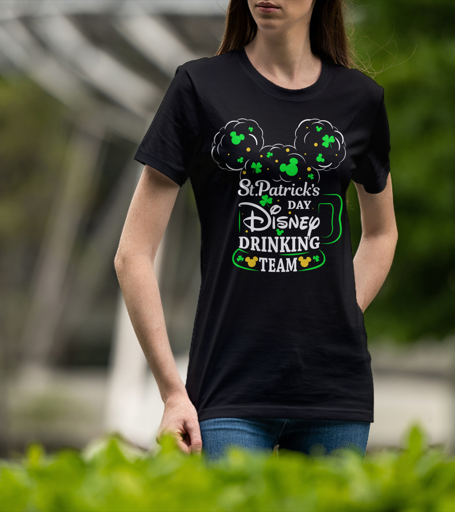 St. Patrick's Day Disney Drinking Team Shamrocks And Mickey Heads T-Shirt