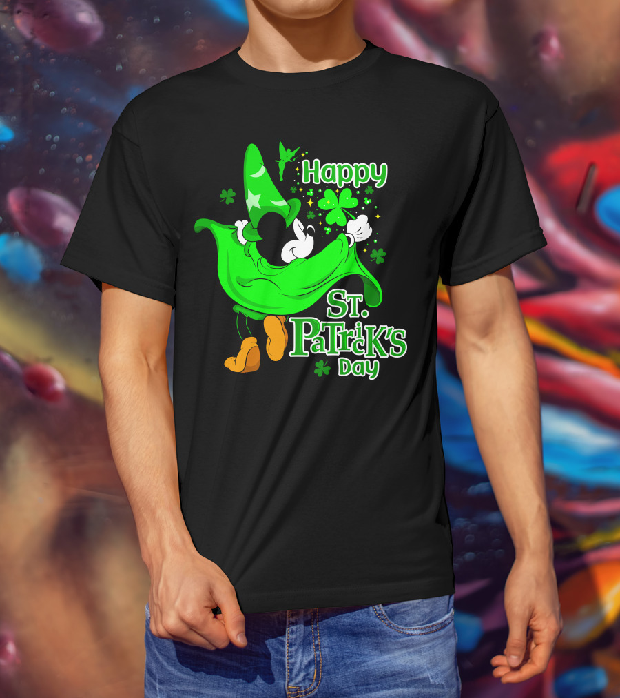 Happy St. Patrick's Day Mickey Fantasia Clover Magic T-Shirt