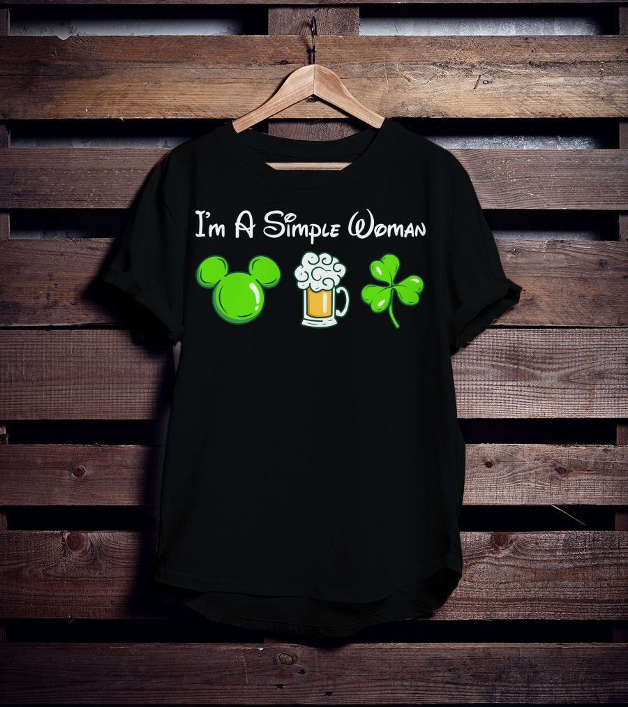 I'm A Simple Woman Mouse Ears Beer Shamrock T-Shirt