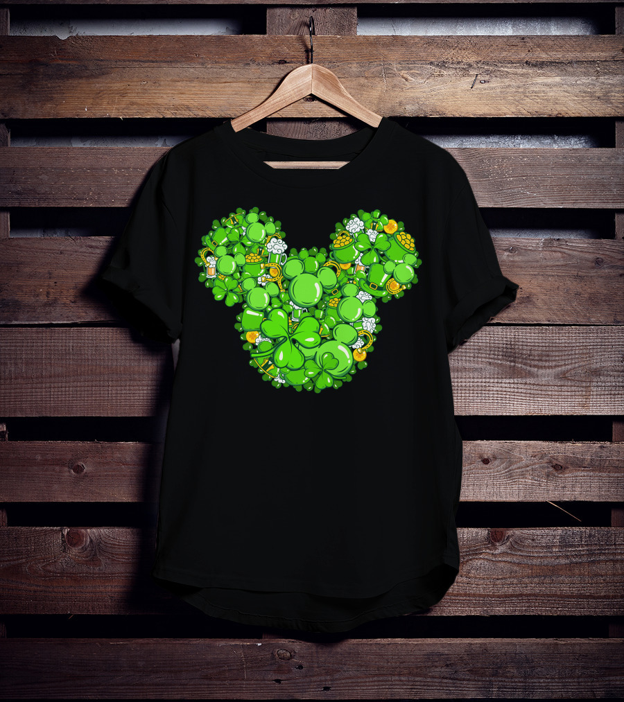 Mickey Head St Patrick's Day Clover Beer T-Shirt