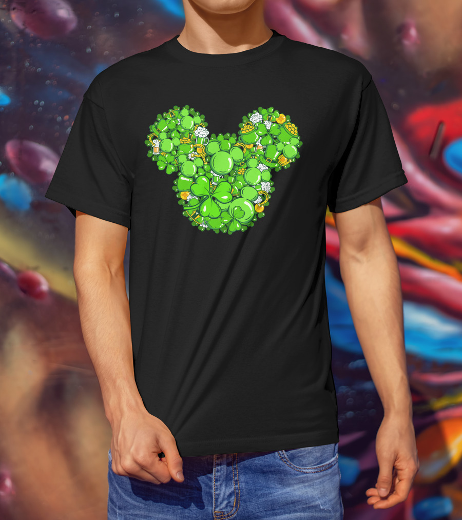 Mickey Head St Patrick's Day Clover Beer T-Shirt