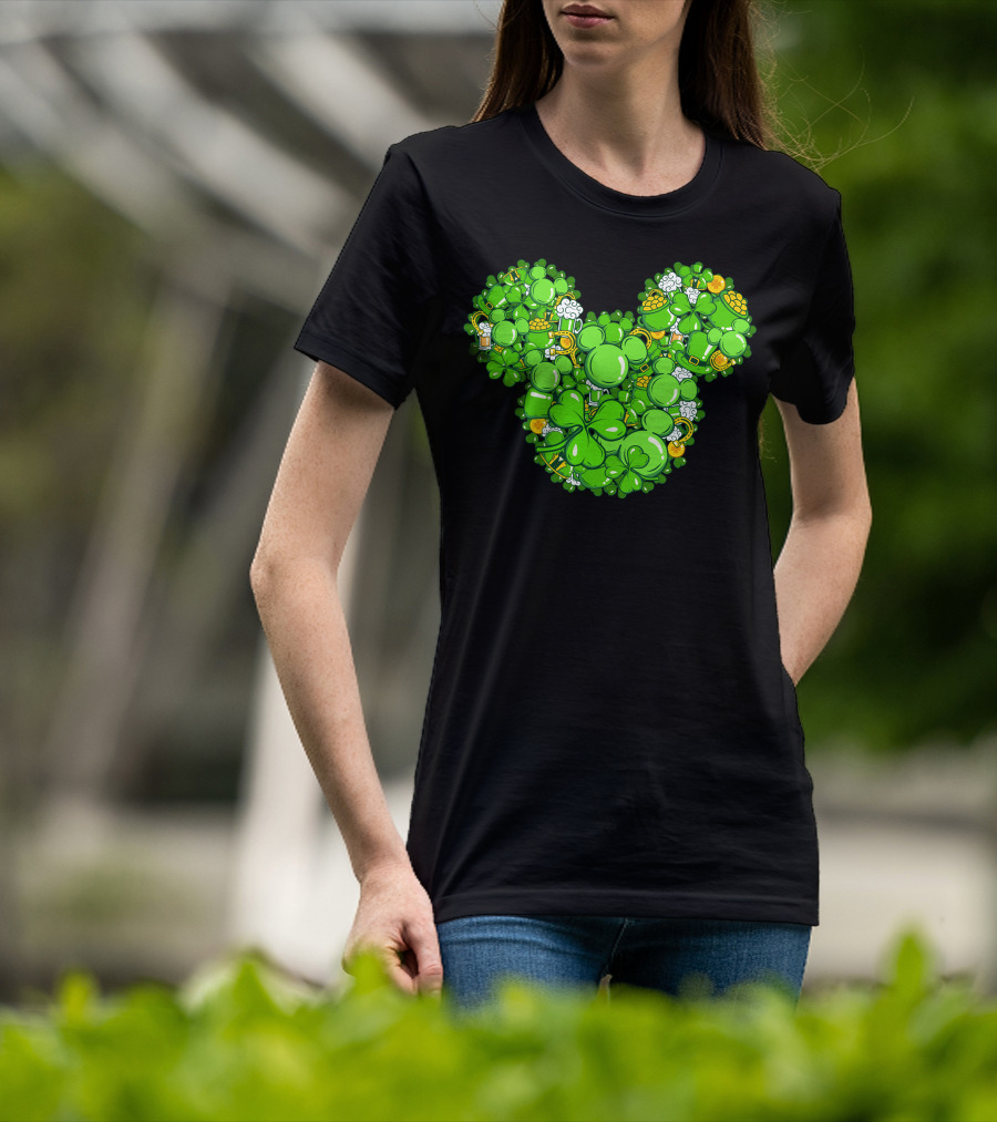 Mickey Head St Patrick's Day Clover Beer T-Shirt